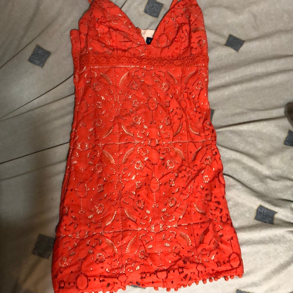 Bright orange dress!
